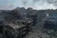 The rubble of buildings hit by an Israeli air strike in Jaba