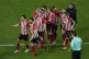 Sunderland players celebrate beating Lincoln City last week