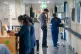 A general view of staff on a NHS hospital ward at Ealing Hospital in London