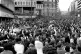 TROUBLED LEGACY: Between 50,000 and 100,000 people stood silently with clenched fists raised during the procession of the hearses containing the bodies of three of the people murdered during the Atocha massacre, Madrid, January 26 1977