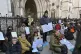 Palestine Action supporters, outside Royal Courts of Justice in central London, where the judicial review of Government's proscription of Palestine Action is taking place. Picture date: Wednesday November 26, 2025