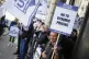 People demonstrate outside BAFTA in Piccadilly, London, where Uber chief executive Dara Khosrowshahi is speaking during an event where Uber announces new sustainability features. Picture date: Thursday June 8, 2023