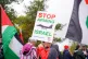 People take part in a demonstration outside the head office of Ultra Precision Control Systems in Cheltenham, part of a protest by pro-Palestine campaigners at sites across the country supplying F-35 fighter jet parts used by Israel to bombard the Gaza Strip, calling on the government to impose a full arms embargo on Israel. Picture date: Wednesday October 8, 2025