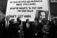 SOGAT general secretary Brenda Dean (third from left) points to a poster condemning the owner of News International Mr Rupert Murdoch for his action against the print unions, February 11, 1986