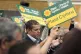 Leader of Plaid Cymru, Rhun ap Iorwerth applauds after Plaid Cymru's Lindsay Whittle is declared winner for the Caerphilly Senedd by-election, at Caerphilly Leisure Centre, October 24, 2025