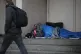 A homeless person sleeping rough in a doorway, February 7, 2017