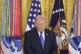 US President Donald Trump stands during a prayer before a Medal of Honour ceremony in the East Room of the White House in Washington, March 2, 2026