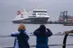 The Glen Sannox ferry arrives in Brodick on Isle of Arran fromTroon on its first official day in service, January 13, 2025