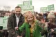 Green Party leader Zack Polanski with the Green Party Gorton and Denton by-election candidate Hannah Spencer speaking to Green Party volunteers at Granada Park in Denton, February 7, 2026