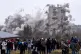 The Wyndford towers in Maryhill, Glasgow are demolished to make way for 386 affordable homes that will be part of a £100m regeneration plan for North Glasgow, March 23, 2025