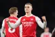 Arsenal's Leandro Trossard celebrates scoring their side's third goal during the Premier League match at Ashburton Grove, London, December 30, 2025