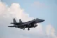 An F15 fighter jet landing at RAF Lakenheath, Suffolk