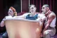 NO LAUGHING MATTER: (L to R) LJ Parkinson as Givola, Mark Gatiss as Arturo Ui and Mawaan Rizwan as Giri in The Resistible Rise of Arturo Ui