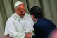 Pope Leo XIV (left) greets Anthropic co-founder Christopher Olah during the presentation of the Pope’s first encyclical, Magnifica humanitas