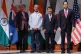 From left, Australian Foreign Minister Penny Wong, India's Minister of External Affairs S. Jaishankar, Japanese Foreign Minister Toshimitsu Motegi and U.S. Secretary of State Marco Rubio pose before a Quad ministerial meeting at Hyderabad House in New Delhi