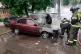 Firefighters extinguish a burning car after a Ukrainian drone attack outside Moscow, June 18, 2026