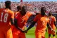 Ivory Coast's Franck Kessie (8) celebrates with teammates after scoring their first goal during the World Cup Group E soccer match between Germany and Ivory Coast in Toronto, June 20, 2026