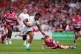 Exeter's Immanuel Feyi-Waboso evades the tackled of Gloucester's Charlie Atkinson during the Gallagher PREM match at the Kingsholm Stadium, Gloucester, April 26, 2026