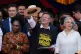 President Gustavo Petro addresses supporters, flanked by Vice President Francia Marquez, (left), and Senator Maria Jose Pizarro (right), after a military parade marking Colombia's Independence Day in Bogota, Colombia, July 20, 2026