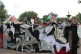 Tapestry of Picasso’s “Guernica” on a pro-Palestine demonstration in Brighton. The tapestry is the creation of a Brighton-based collective project involving artists and local peace, anti-fascist and pro-refugee groups [Pic: Cate-May Hann]