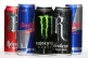 Cans of Red Bull, Monster and Relentless energy drinks