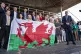 Plaid Cymru leader Rhun ap Iorwerth with his newly elected Senedd members on the steps of the Senedd, following winning the most seats in the Welsh Parliament election, May 9, 2026