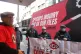 Demonstrators outside the Amba Hotel at Marble Arch, London,
