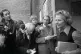 EVEN FURTHER RIGHT: Margaret Thatcher
meets the press outsid
