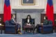 US Representative Mark Takano left chats with Taiwanese Pres