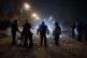 Police guard on a street near a supermarket after reports th