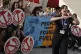 Michelle Benzing leads a demonstration against fossil fuels 