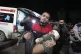 A Palestinian child injured in an Israeli strike on a buildi
