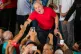Former Brazilian president Luiz Inacio Lula Da Silva greets 