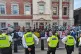 Protesters blockade the Department for Business and Trade, t