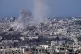 Smoke rises following an explosion in the Gaza Strip, as see