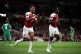 Arsenal's Pierre-Emerick Aubameyang (left) celebrates scorin