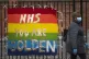 A banner in support of the NHS opposite King's College Hospi