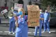 Protesters outside BBC Broadcasting House in central London,