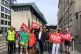 Mick Whelan (centre), general secretary, Aslef, joins the pi