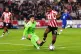 Brentford's Ivan Toney tries to get around Chelsea goalkeepe