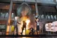 Ocean Rebellion activists demonstrate by vomiting fake oil a