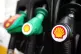 Shell logos on petrol pumps at a petrol station in London