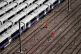 Railway workers and trains at Elizabeth Line depot at Old Oa