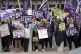 School support staff members of Unison during a rally outsid