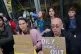 Climate activist Greta Thunberg uses a megaphone as she join