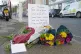 Flowers are left at the entrance at Portland Port in Dorset,